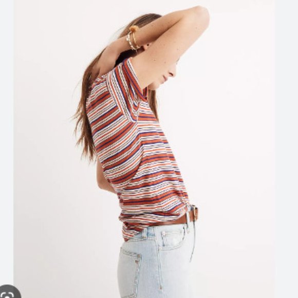Madewell | Whisper Cotton Crewneck Tee in Bonnie Stripe - Picture 4 of 11